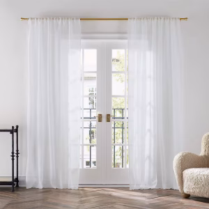 White European Flax -Certified Linen Sheer Window Curtain Panel 52"x84"